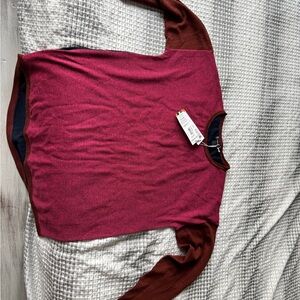 Red and Brown Long Sleeve Sweater